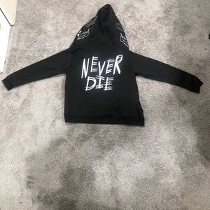 Black Hoodie with 'Never Die' Graphic